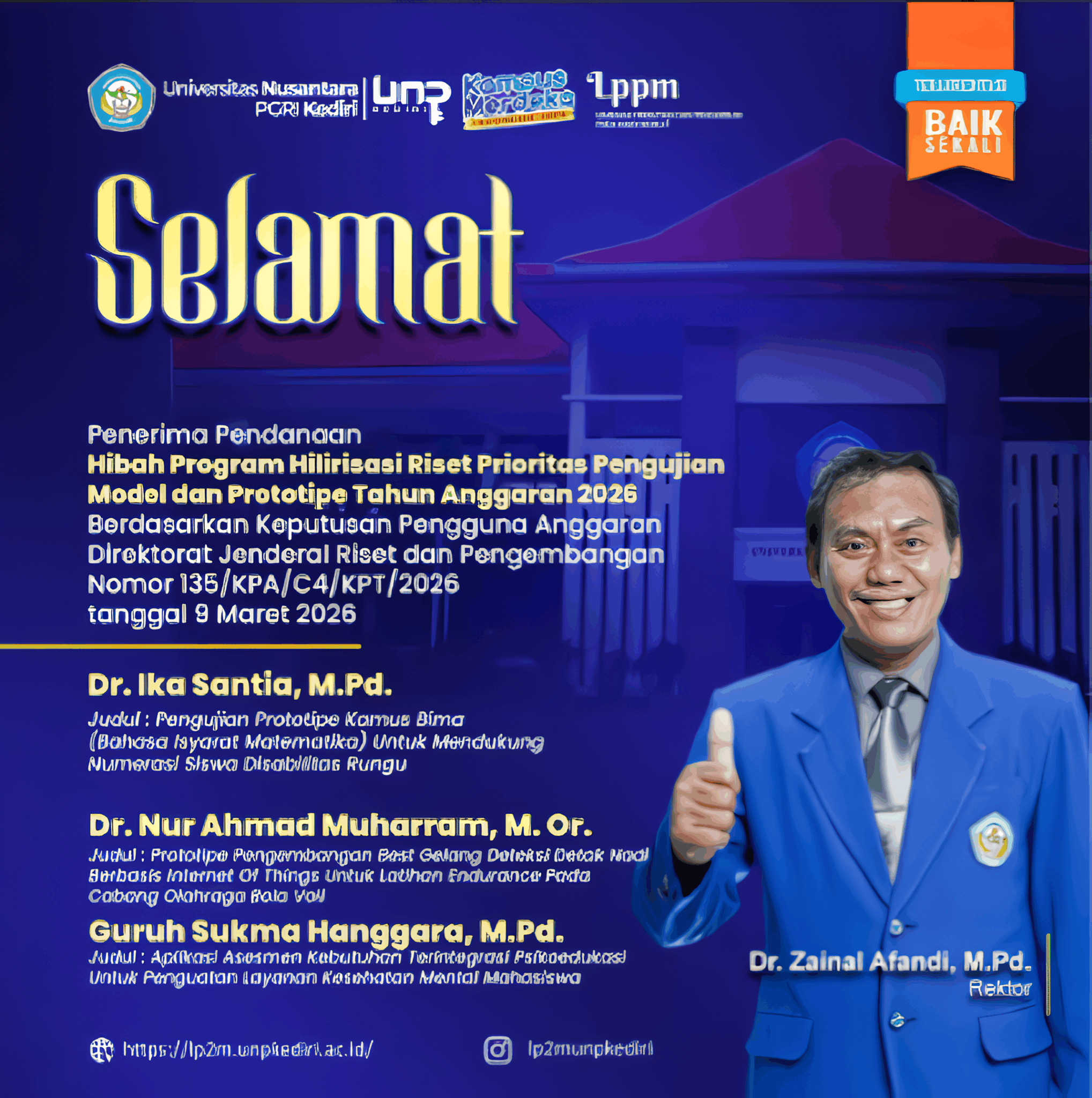 SELAMAT DAN SUKSES PENERIMA PENDANAAN PROGRAM HILIRASASI RISET ...